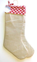 Christmas Stocking Set of 2 Red White Buffalo Plaid Top Beige Cabin Lodg... - £39.07 GBP