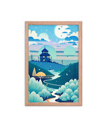 Framed poster painting in blue pastel calm colors for interior design 7 - $39.50+