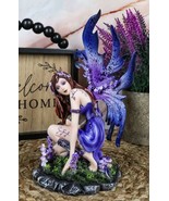 Kneeling Red Haired Purple Lavender Tribal Fairy Garden Statue 7.25&quot;H Tw... - $793.43 MXN