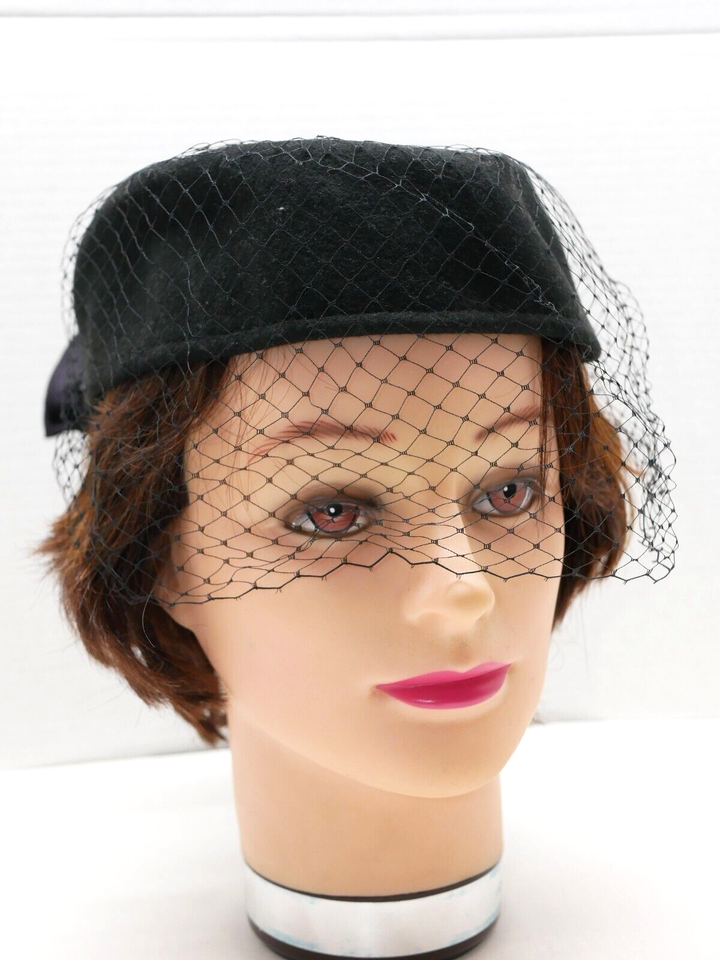 Primary image for Vintage Women’s Bollman Doeskin Felt Wool Fascinator Hat with Bow and Mesh Veil