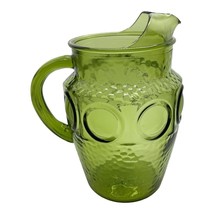 Vintage Anchor Hocking Avocado Green Heritage Hill Bullseye Pitcher - £23.98 GBP