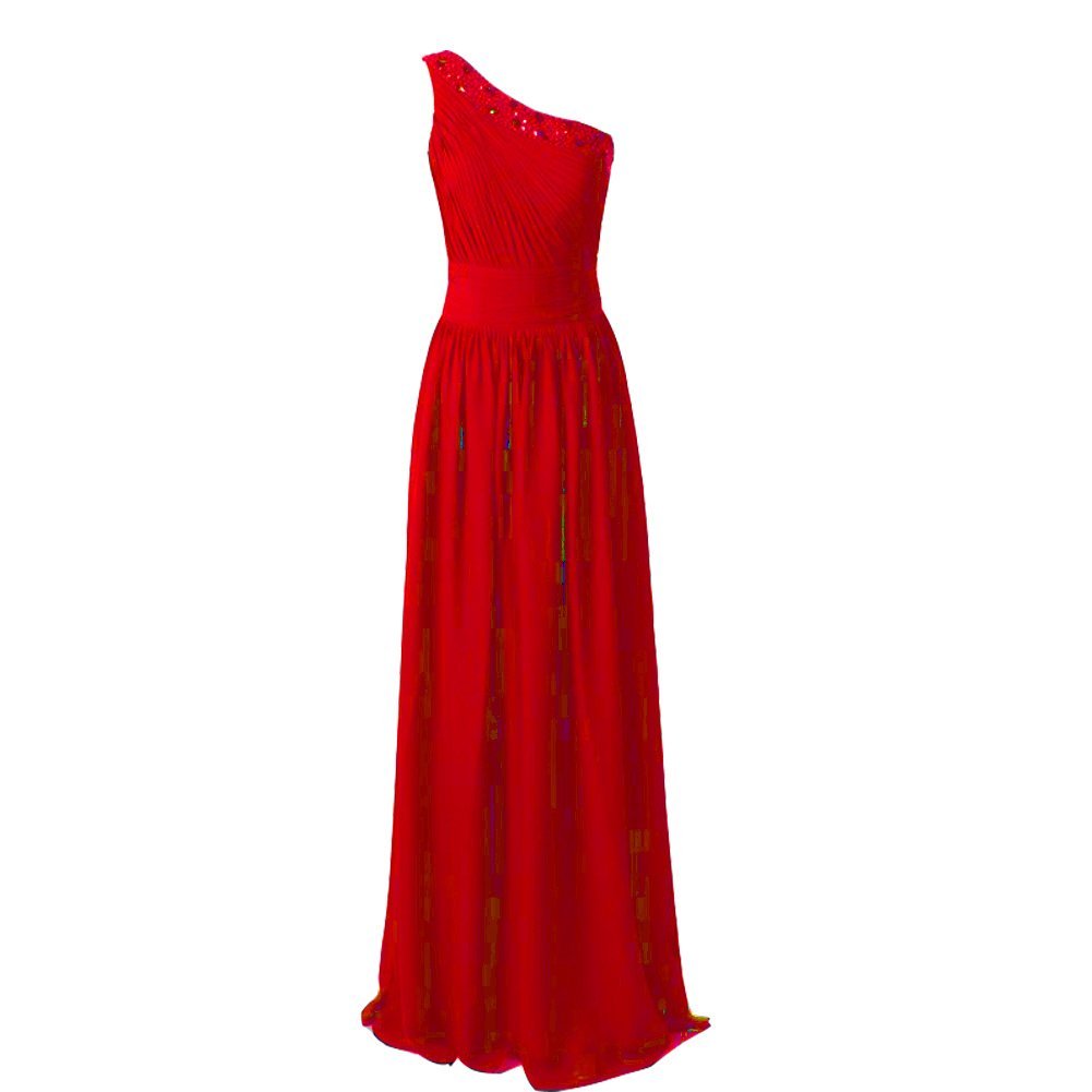 Kivary Women's Chiffon Beaded Sequins One Shoulder Long A Line Corset Prom Eveni