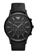 EMPORIO ARMANI AR2461 MEN&#39;S QUARTZ WATCH WITH LEATHER STRAP - $130.99