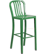 Mid-Century Green &#39;Navy&#39; Style Bar Stool Cafe Patio Chair In-Outdoor Com... - $159.89