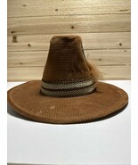 Vintage Corduroy Cowboy Hat-Camel Color w/ Feather-size small 6 7/8 Awesome - $81.56 CAD