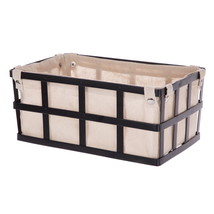 Black Rectangle Metal Storage Basket with Removable Liner - £20.26 GBP