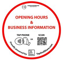 Tap and Share Large 4 Inch 10cm Contactless NFC &#39;Opening Hours &amp; Business Inform - £19.87 GBP