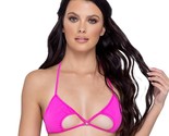 Keyhole Crop Top Cut Outs Triangle Cups Halter Neck Ties Bikini Hot Pink... - $24.29
