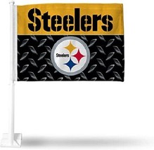 NFL Pittsburgh Steelers Name over Logo on Diamond Plate Window Car Flag ... - $22.95