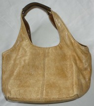 NINE WEST ACCESSORIES LIGHT BROWN LEATHER HOBO HANDBAG PURSE - $8.00