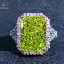 Luxury 100% 925 Sterling Silver 3EX 6CT VVS Apple Green Created Moissanite Weddi - £140.31 GBP