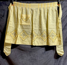 Vintage Yellow Gingham Half Apron with Cross Stitch Pocket - £11.16 GBP