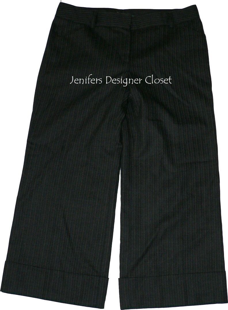 Primary image for NWT ELIE TAHARI 4 cropped career pants charcoal pinstriped capris gray slacks
