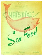 Christie&#39;s Nationally Known Seafood Menu Dallas &amp; San Antonio Texas 1940&#39;s - £58.23 GBP