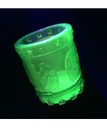 Kanawha Glass Uranium Green Patriotic Eagle &amp; Stars Toothpick Holder Glows - €27,60 EUR