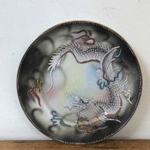Vtg Moriyama Moriage Hand Painted Dragon Smokey Gray Dessert Plates Japan 7.5“ - £31.85 GBP
