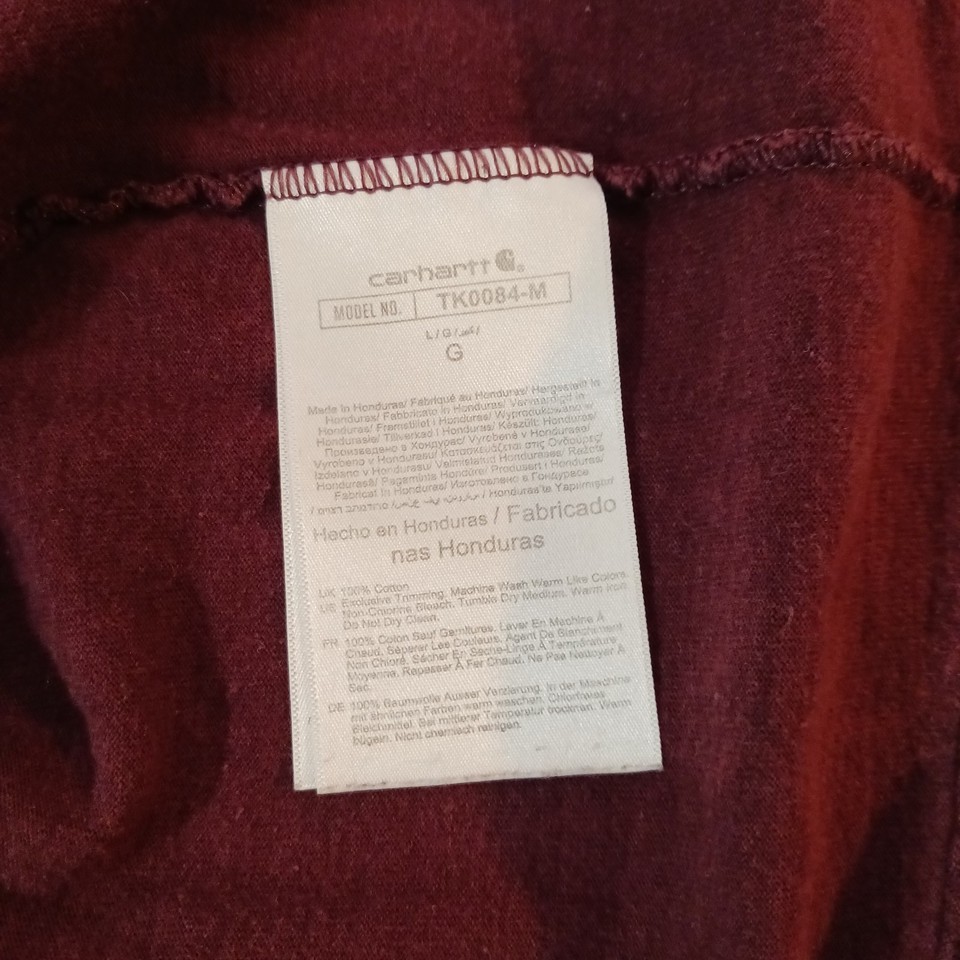 Carhartt K84 PRT Men's Burgundy Cotton Short Sleeve Henley T-Shirt Size Large Item image 6