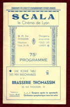 Scala Cinema Lyon Program Tunnel Bernhardt Madeleine Renaud Gabin 1933 Casanova - £34.43 GBP