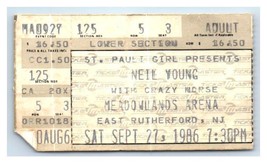 Neil Young Concert Ticket Stub September 27 1986 East Rutherford New Jersey - £27.69 GBP