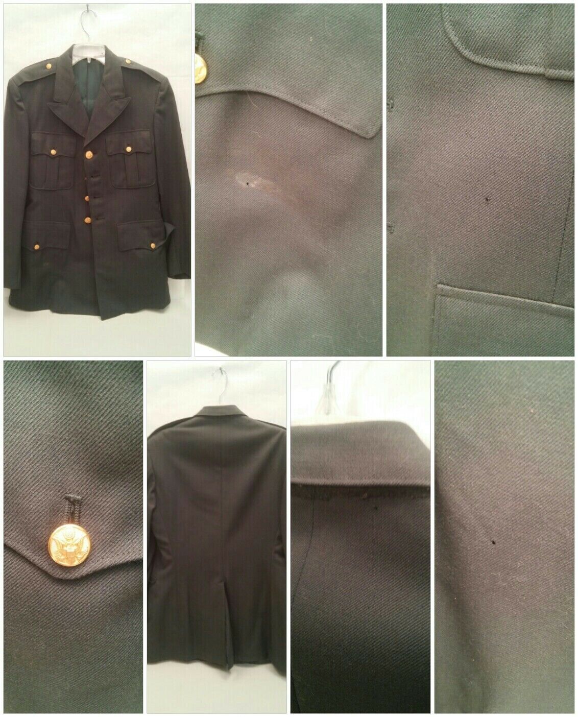 Vintage Army OD Green Olive Drab Military Coat Jacket 100% Wool 39R - £55.07 GBP