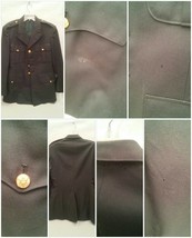 Vintage Army OD Green Olive Drab Military Coat Jacket 100% Wool 39R - £55.74 GBP