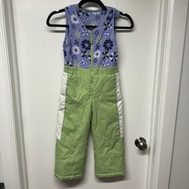 Columbia Girls Purple Floral Green Ski Pants Snow Bib Waterproof Size 4/5 - $29.70