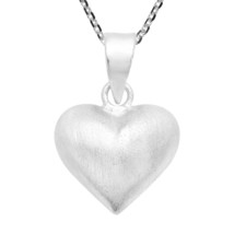 Valentine Romance Matte Finish Sterling Silver Heart Love Promise Necklace - £15.33 GBP