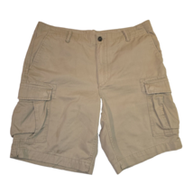 Lands End Shorts Men&#39;s Size 40 Cargo Shorts Khaki Flat Front Cotton - $16.88