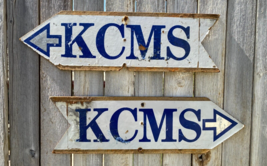 Vintage KCMS Kern County Mineral Society Arrow Masonite Sign Pair 24 x 7... - £32.58 GBP