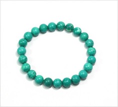 100% Natural Certified Green Turquoise Gemstone Beaded Bracelet 01 stand 7 - £73.37 GBP
