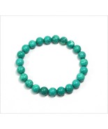 100% Natural Certified Green Turquoise Gemstone Beaded Bracelet 01 stand 7 - £72.52 GBP