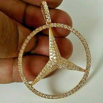 1.50Ct Rund Schliff Labor Erstellt Diamant Mercedes Benz Pendent 925 Silber Gold - £98.12 GBP