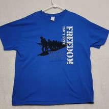 Freedom Isn&#39;t Free T Shirt Mens XL Blue Short Sleeve Casual Gildan Shirt - £9.04 GBP