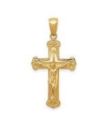 REAL 14K Gold Polished Textured Crucifix Pendant - $357.24 CAD