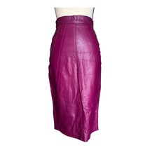 Vintage 80s Danier Purple Long Pencil Leather Skirt Size 4 - £75.17 GBP