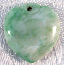 Moss in Snow Burmese Genuine Natural  A Grade Jadeite Jade Heart Shaped ... - £78.90 GBP
