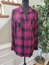Maurices Women Multicolor Rayon Long Sleeve Collared Button Down Shirt Size 2XL - £20.49 GBP