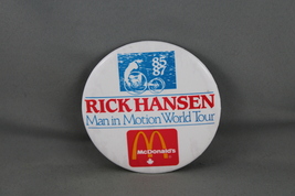 Vintage McDonalds Pin - Rick Hansen Man in Motion Tour - Celluloid Pin  - $15.00