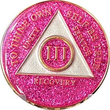 3 Year AA Medallion Glitter Pink Tri-Plate Chip III - £13.44 GBP