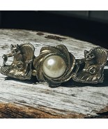 Vtg Cats In Chairs Faux Pearl Silvertone Metal Hair Barrette - $473.51 MXN