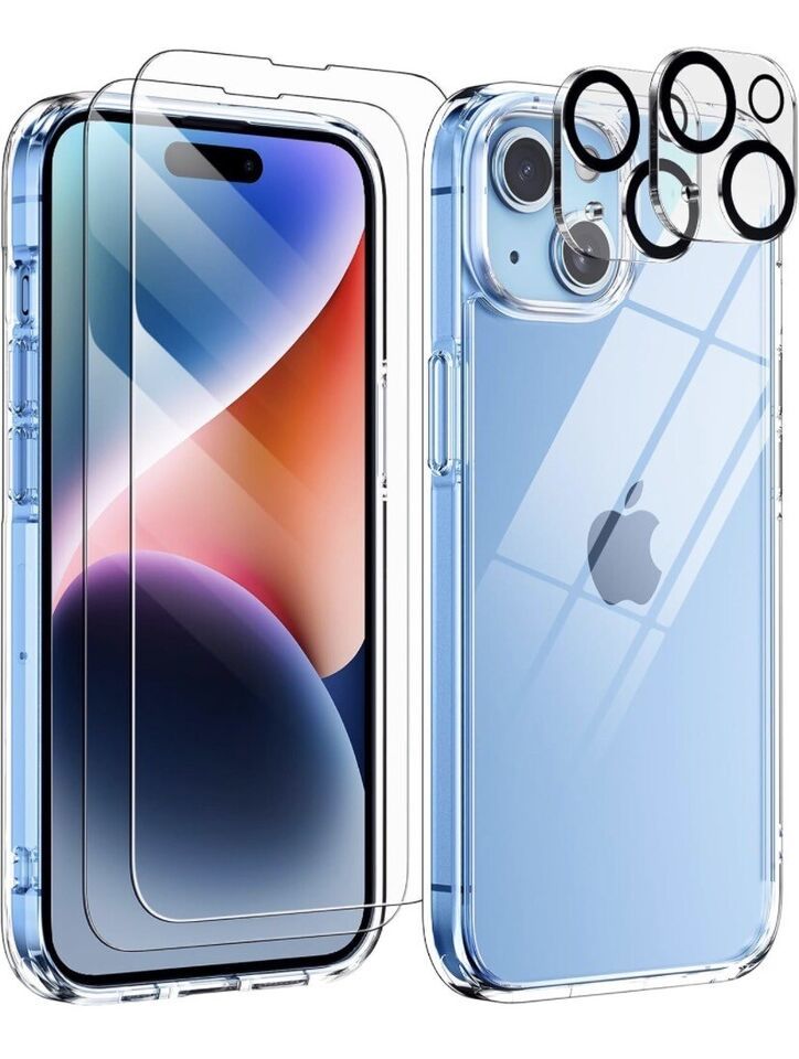 Clear iPhone 15 Case, 2 Camera Lens, 2 Tempered Glass Screen Protectors ... - $3.85