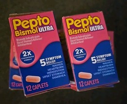 5 Boxes Pepto Bismol Ultra 5 Symptom Upset Stomach Relief 12 Caps (BN18) - $21.85
