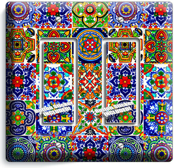 MEXICAN TALAVERA TILES DESIGN 2 GFCI LIGHT SWITCH PLATES KITCHEN ROOM HOME DECOR