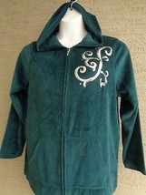  JUST MY SIZE  2X VELOUR  HOODED ZIP FRONT JACKET WITH SEQUINS TEAL 2X - £8.69 GBP