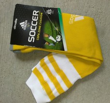 Adidas  Men&#39;s COPA Zone Cushion Yellow White Design Soccer Socks Sz XS - $13.99