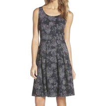 Ivanka Trump Fit Flare Dress 8 NEW Sleeveless Black Gray Stretch Classy ... - £46.59 GBP