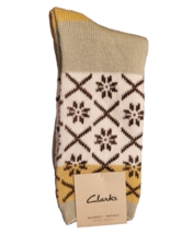 Womens Clarks Ankle Socks - One Size - New - Khaki &amp; Cream - $9.99