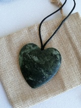 New zealand Jade Greenstone Pounamu Green large size Heart pendant 53mm x 54mm - £67.35 GBP