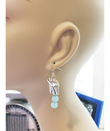 dog charm earrings blue glass bead drops, Egyptian charm god of the dead... - £5.46 GBP