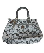 Coach Poppy Signature Sateen Tote Gray Silver Metallic Shoulder Bag Purs... - $1,272.70 MXN